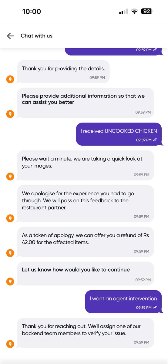 The_Devilsdbl's tweet photo. @Swiggy @SwiggyCares @fssaiindia Ordered chicken tikka for Rs.283/- received uncooked chicken, literally raw inside. Raised a complaint, Swiggy’s solution was Rs.42/- as an apology https://t.co/C9EESH9Hew