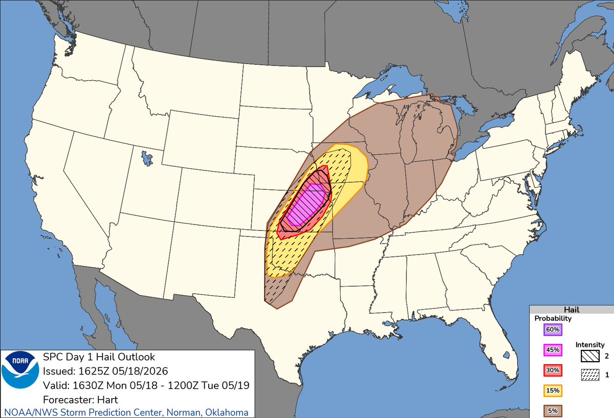 PDRintel's tweet photo. Weekend Hail Report Friday May 15th thru Sunday May 17th 2026 – 334 hail storms, 14 states (IA, NE, MI, OH, IN, MO, CO, IL, KY, KS, SD, GA, MN, MS) - https://t.co/fde7cmKsyS + Hail maps ~ Checkout https://t.co/VHx2Vty1Gq https://t.co/IK76nI66gR