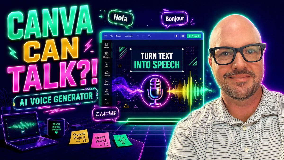 RonnieLovesTech's tweet photo. Canva Can Talk Now... and It's Surprisingly Good
Canva's AI Voice Generator can turn typed text into realistic voiceovers for classroom videos, lesson intros, directions, and more.
​
https://t.co/OaU78BkElS https://t.co/RkiU6rmtE4