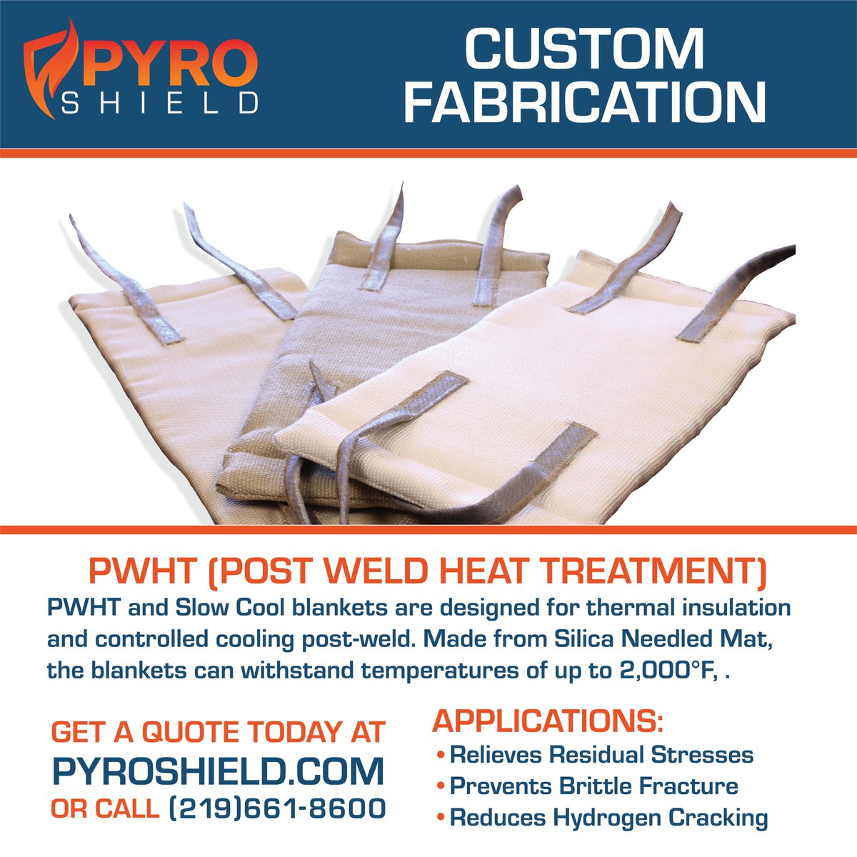 PyroShieldInc's tweet photo. Get a Quote today for our Post Weld Heat Treatment and Slow Cool blankets at https://t.co/HegdnqRadU or call (219)661-8600! https://t.co/lAi43xft0B