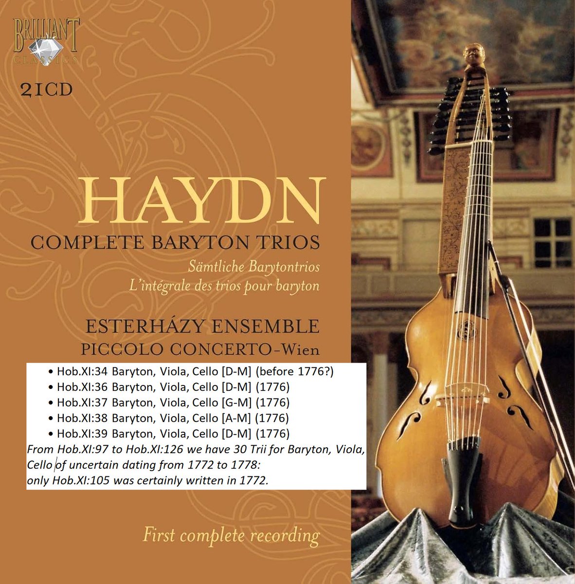 MozartCircle's tweet photo. #CDChoice #ch
#Haydn1776 #250Anniversary
#Haydn wrote vast marvelous repertoire for #baryton: ca180 works of which ca20 from 1776!!!
Written for his #PrinceEsterhazy who adored #baryton & played it avidly, here the Magnificent 21 CDs
#CompleteBarytonTrios!
https://t.co/iT8KMDADAj https://t.co/jty2AbxVcc