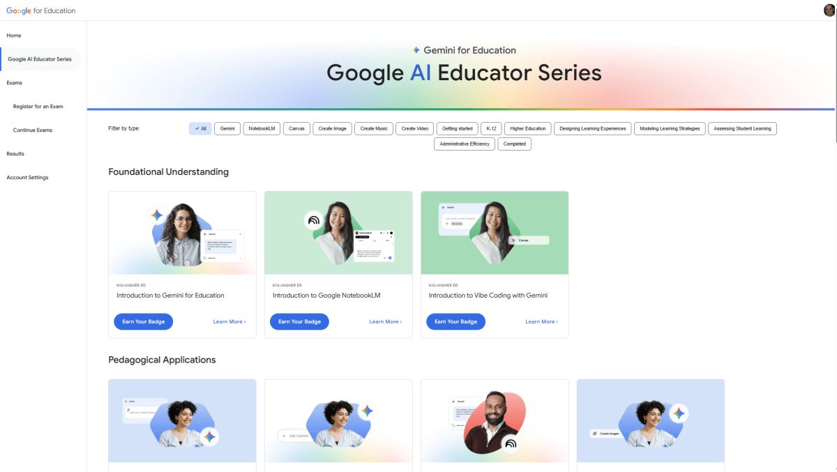 TeachNetIreland's tweet photo. In partnership  with ISTE &amp; #ASCD, Google for Education have just launched their AI Educator Series, a free online training programme leading to a Google badge. The series consists  of 15-minute sessions and class-based use cases. on #Gemini &amp; #NotebookLM https://t.co/WGyxq1A7BF https://t.co/zUm2Mh1BR5