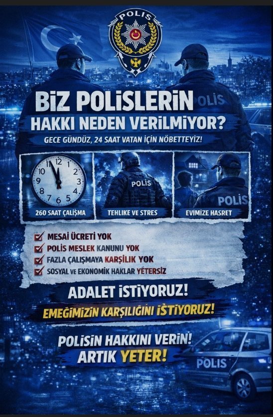 Yhsgihtholsun's tweet photo. Türk polis teşkilatı kendisine verilen her görevi vatan ve millet sevgisi ile yerine getiren bir kurumdur, her daim vatandaşın huzuru ve güvenliği için çalışan emniyet personelinin şartları iyileştirilmeli ve mağdur edilmemelidir #PolisYetkisizMaaşıYetersiz https://t.co/dAF8KDqOgS