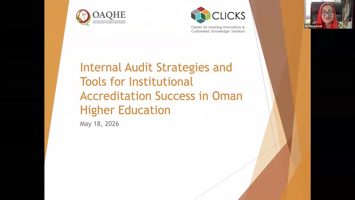 OAQHE1's tweet photo. Empowering higher education through stronger internal audit practices and quality assurance strategies. 
Today’s workshop highlighted the importance of institutional excellence, continuous improvement, and accreditation success in Oman’s higher education sector.
#OAQHE #CLICKS https://t.co/HisrH5Cvju
