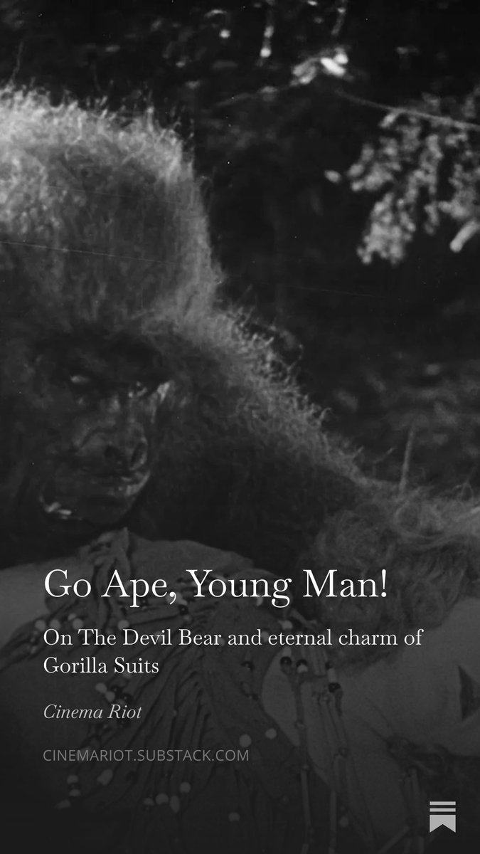 70mmGirl's tweet photo. For Cinema Riot I wrote ab @GoldNinjaVideo's release of the long-lost movie Devil Bear and the history of gorilla suits in film https://t.co/QHpBkqdJSj