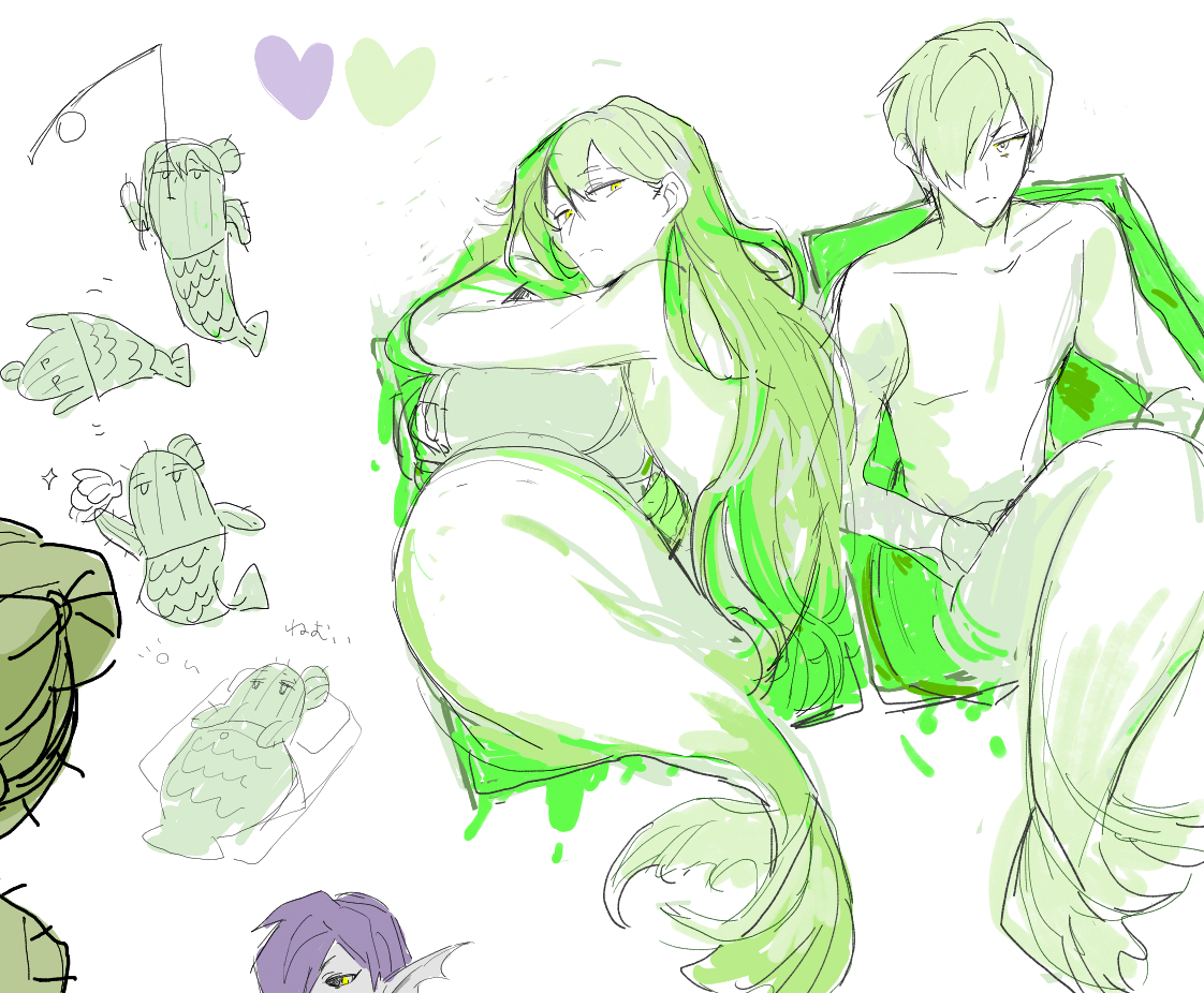 enkelala's tweet photo. いつも絵チャありがとうございます🍵　お題は人魚 https://t.co/RVijeeXi5q