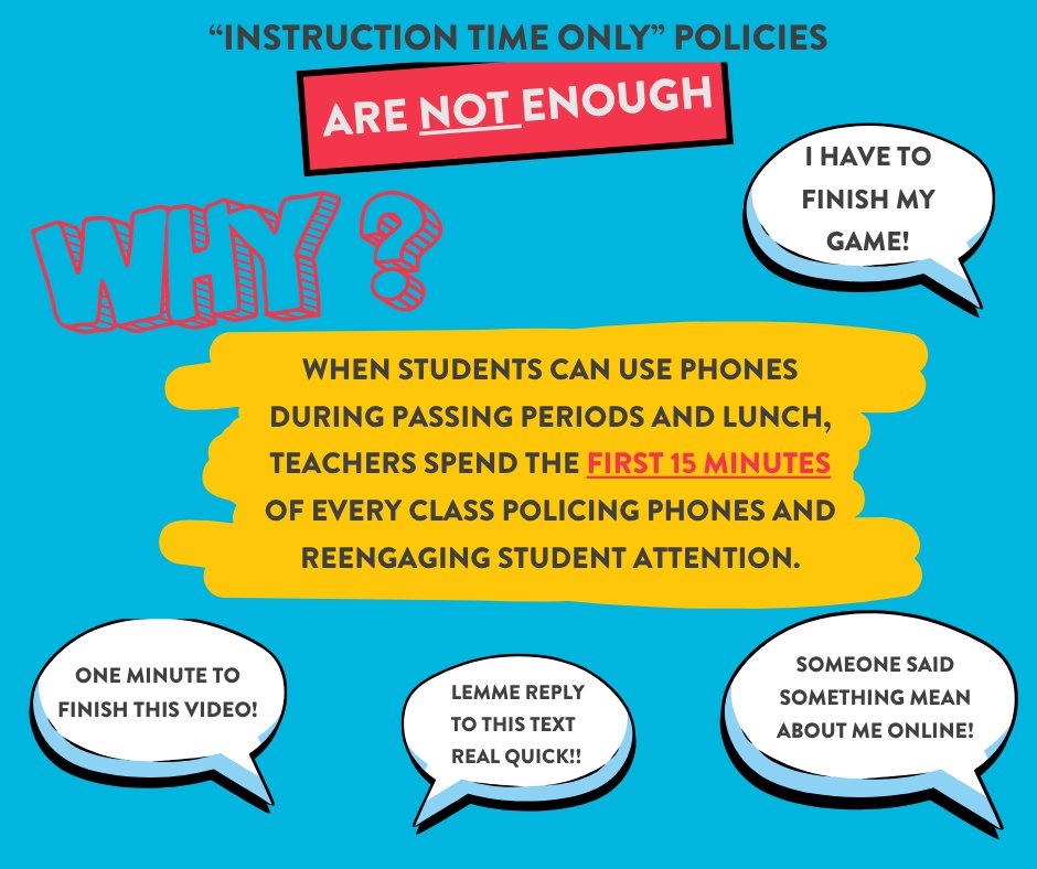 ColoradoStand's tweet photo. CO school boards are passing "instruction time only" policies for high schoolers. It's not enough. Teachers still lose time at the start of every class to phones. And students lose the mental health benefits of a fully phone-free day. Learn more: https://t.co/gefAgWlpT4 #edcolo https://t.co/M8Z22JN8YD