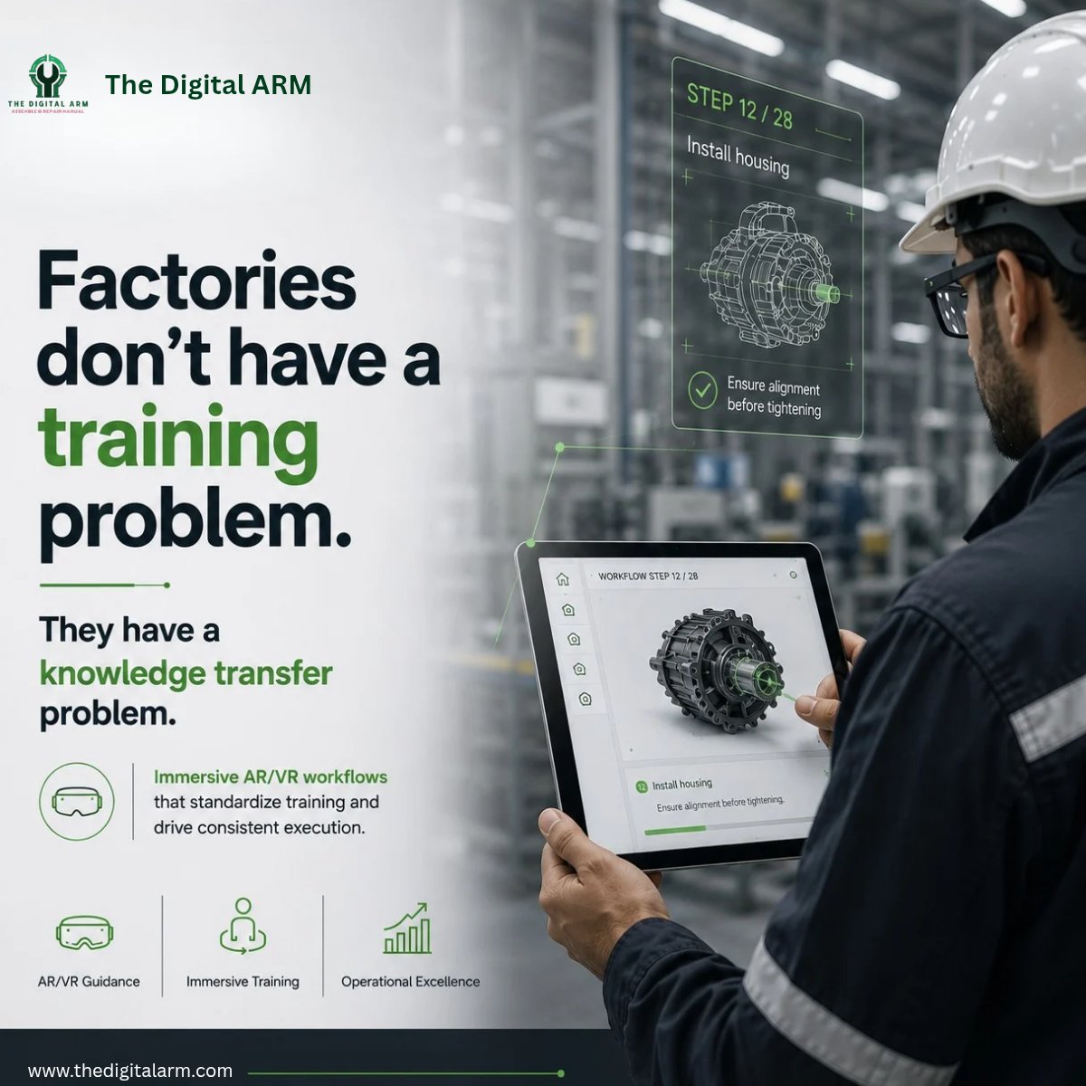 TheDigital_ARM's tweet photo. Factories don’t have a training problem.
They have a knowledge transfer problem.

AR/VR is changing industrial training.

Ceo@thedigitalarm.com | https://t.co/bKRDBon34U

#ARVR #Manufacturing #TheDigitalARM https://t.co/iLUjqDEa2k