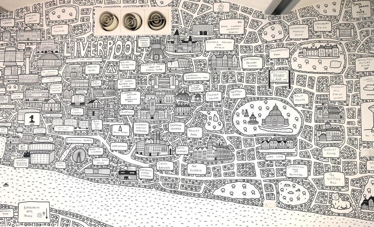 DaveDraws_'s tweet photo. Looking back at the giant Liverpool doodle map mural that I created in @tateliverpool’s creative space a few years back! https://t.co/I4ZgV67FOF