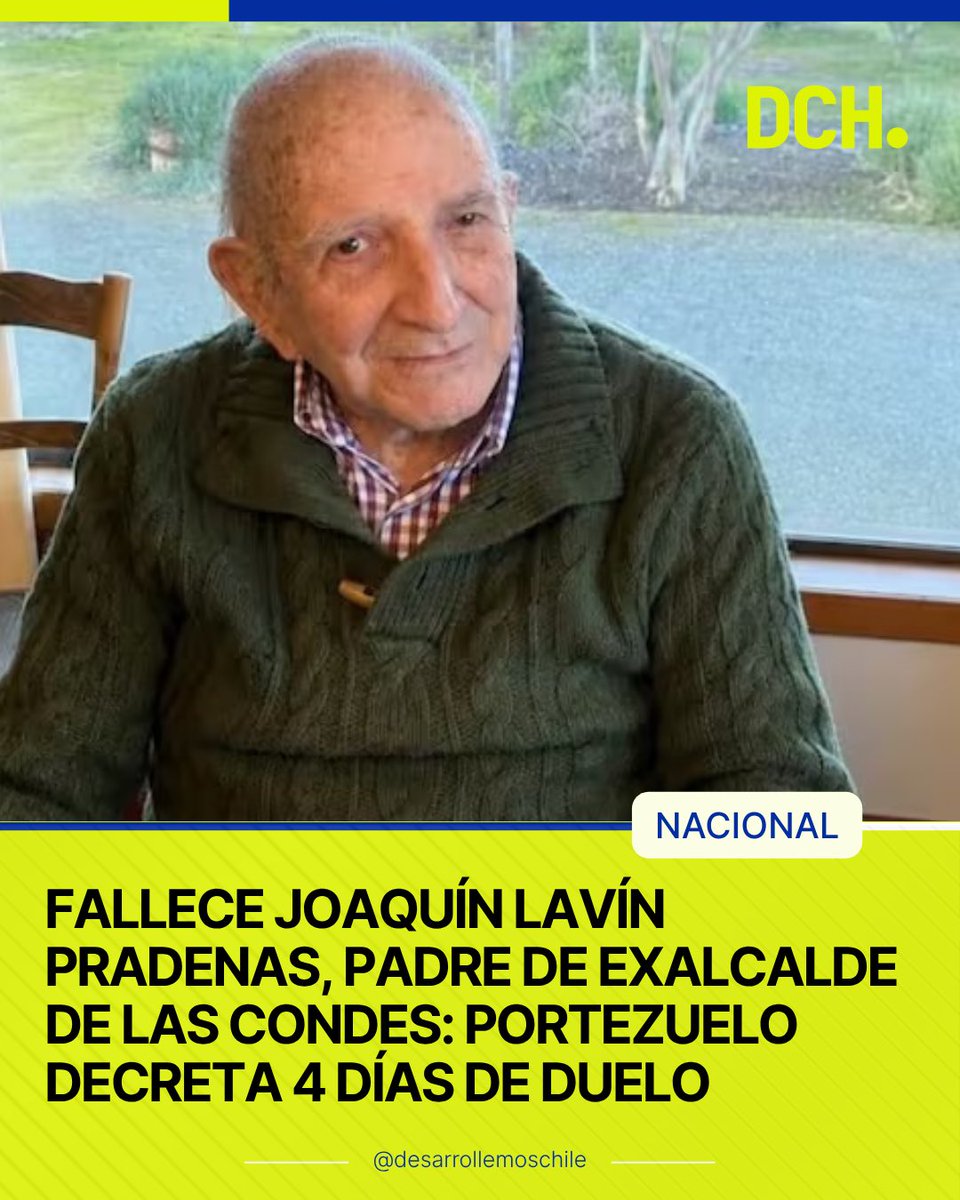 desachile's tweet photo. Falleció Joaquín Lavín Pradenas, padre del exalcalde de Las Condes Joaquín Lavín Infante y abuelo del exdiputado Joaquín Lavín León. https://t.co/v9ZZvtO508