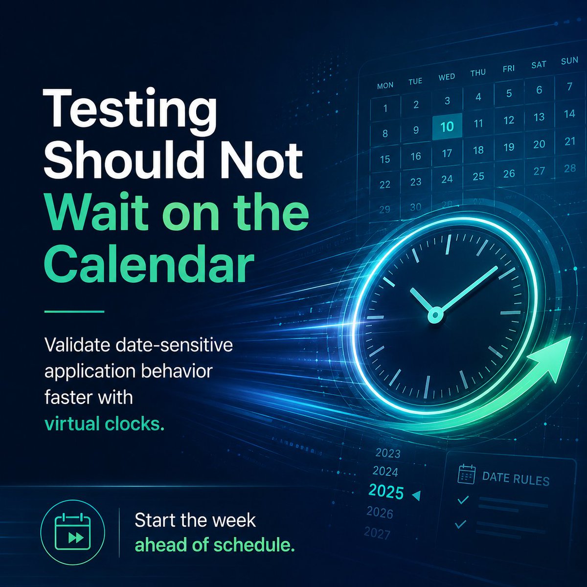 SolutionSoftTM's tweet photo. Start the week with smarter time travel testing. Time Machine® helps teams validate date-sensitive application behavior without waiting on the calendar or changing the system clock—helping QA, DevOps, and enterprise teams move faster with confidence. https://t.co/vfaKfTxNgg
