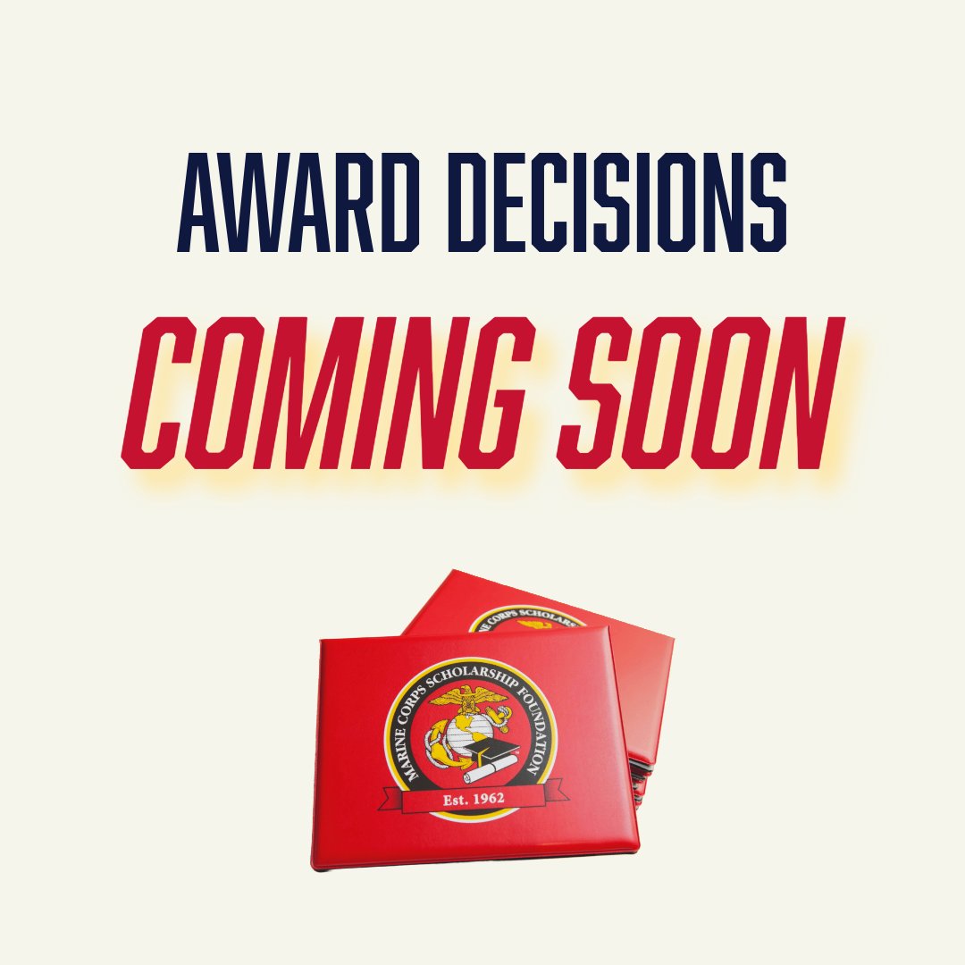 MarineScholars's tweet photo. Our 2026-2027 scholarship award decisions are coming soon. All applicants should keep an eye out for an email this week from our Scholarship Department. https://t.co/Vv9UVAU1eD