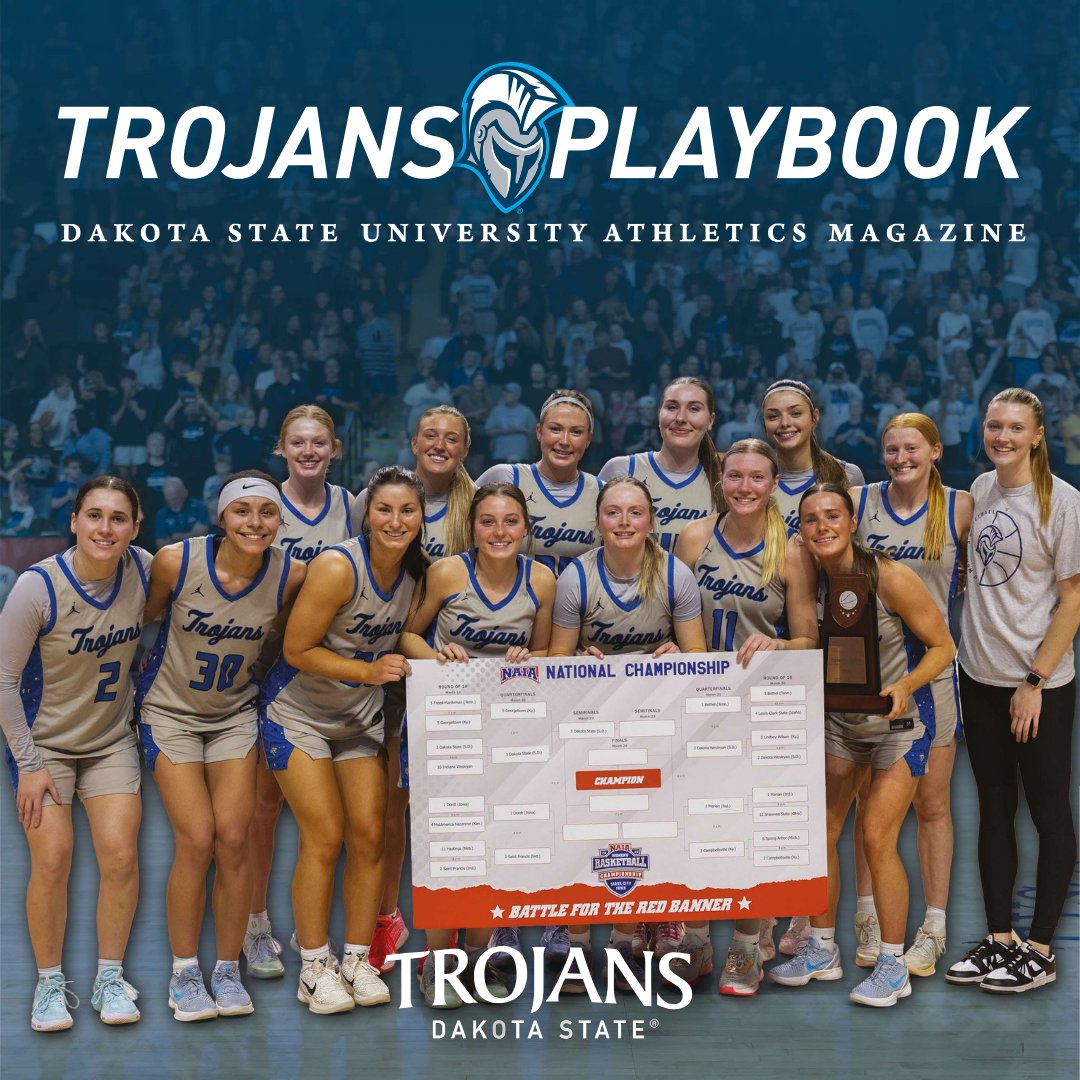 DSU_Athletics's tweet photo. Your inside look at Trojan Athletics is here ⚔️

The latest edition of Trojan Playbook highlights the moments, memories, and people that continue to shape Dakota State Athletics. Check it out now at the link below. 

🔗(https://t.co/aUKelwjtt8)

#GoTrojans https://t.co/TmuIxbiRZR
