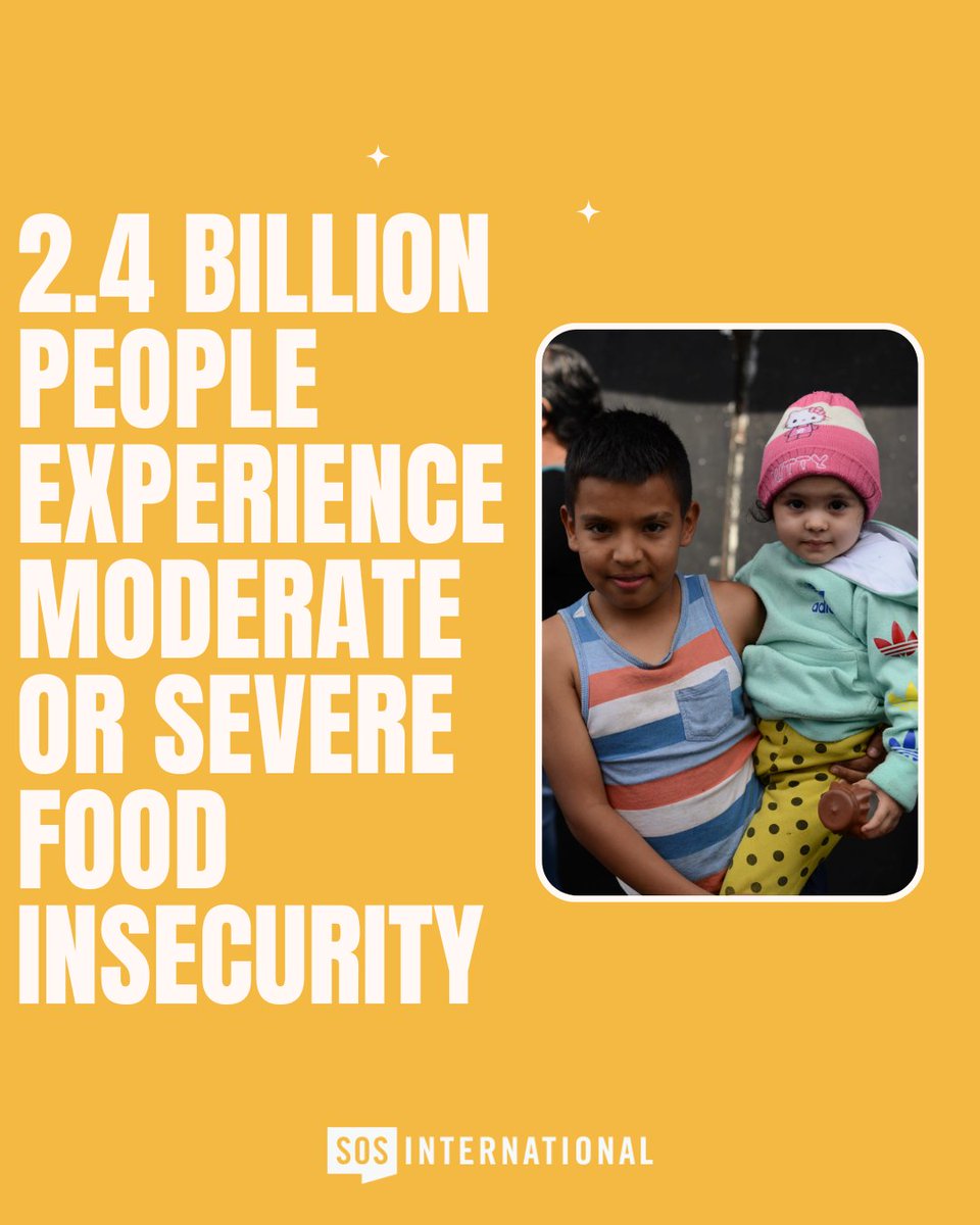 SOSresponds's tweet photo. 2.4 billion people experience moderate or severe food insecurity, meaning billions live with uncertainty, skipping meals or not knowing if they’ll eat at all. Hunger on this scale isn’t just a crisis, it’s a call to act. https://t.co/nVmVaSUuRw