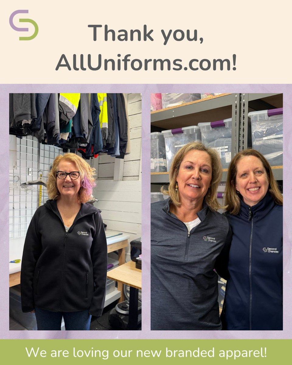 SecondChancesMA's tweet photo. A huge thank you to https://t.co/cdjCUB9u9E for their generous donation of Second Chances branded apparel for our team! We appreciate the high-quality branded zip-ups and quarter-zips with our Second Chances logo beautifully embroidered on each item 💙 https://t.co/oI4JWv1GeZ