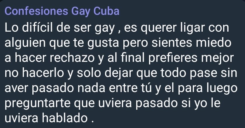 GayCuba's tweet photo. “¿Cuántas veces NO has hablado con alguien que te gusta solo por miedo al rechazo?” Prefieres el dolor de un ‘no’ o la angustia del ‘qué hubiera pasado’? ¿Algún consejo para perder el miedo a dar el primer paso?. Coméntanos abajo 👇. https://t.co/V8CwTqeTw2