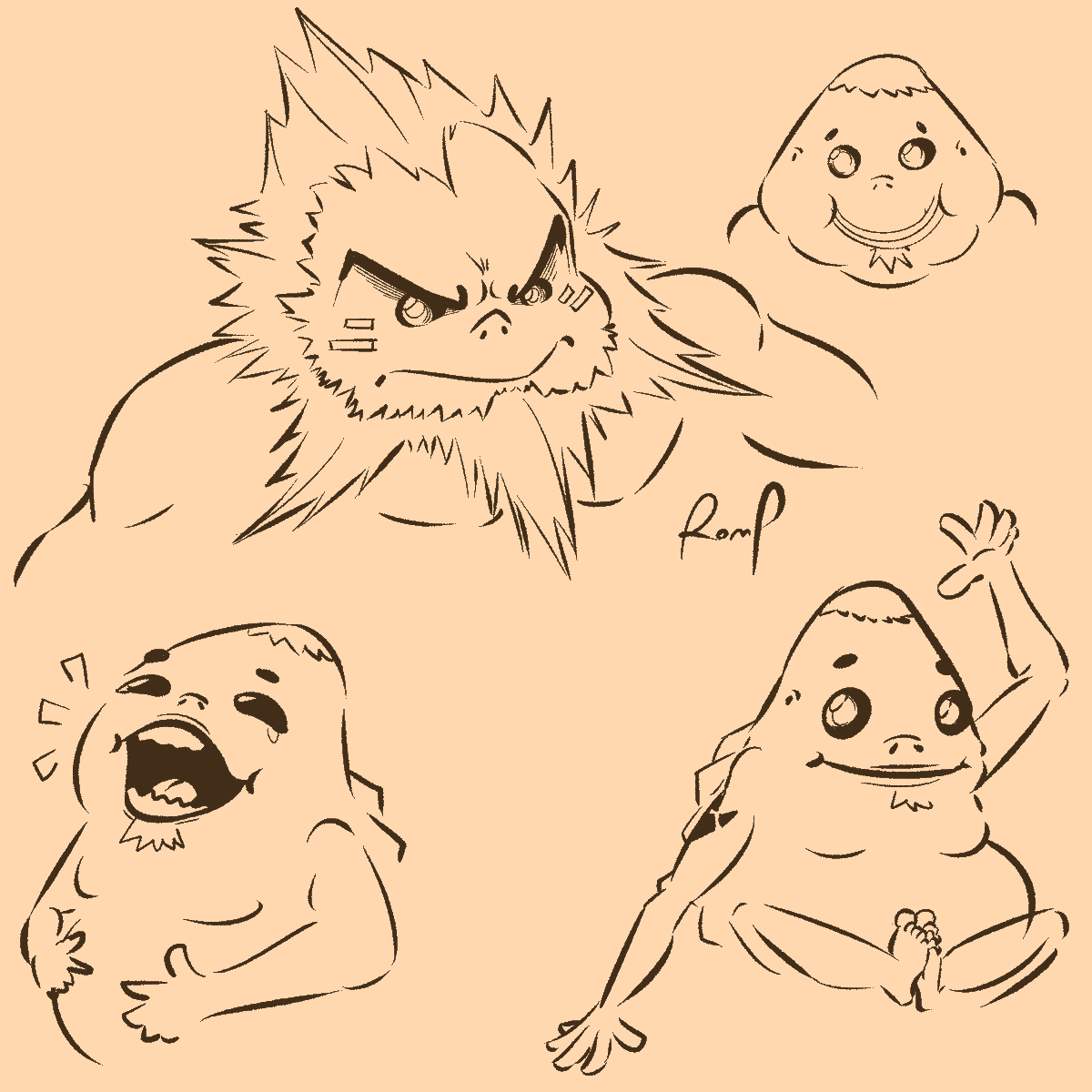 Romp_A_Stomp's tweet photo. Been playing through Ocarina of Time for the first time, I love the Gorons so here's some sketches 😄 https://t.co/iFelQbvR3O