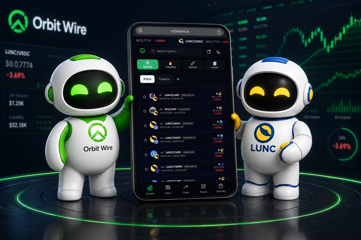 OrbitWire_io's tweet photo. 🚀 Two worlds. One mission.

The future of #LUNC trading is here with the power of https://t.co/QnfTKCD39T ⚡🤖
Track markets, discover trending pairs, and stay ahead of the crypto game in one ultra-slick platform.

The OrbitWire bots are ready… are you? 👀🔥

🌐 https://t.co/Fzf8FqFQQl

#Crypto #TerraClassic #LUNCCommunity #DeFi #Altcoins #CryptoTrading #Web3 #OrbitWire