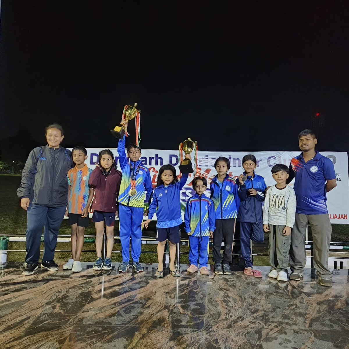 CSPESDU17092009's tweet photo. Athletes of Flourish Sports Academy, an initiative of the CSPES, Dibrugarh University, brought glory by winning 7 gold, 2 silver, and 1 bronze medal in the Dibrugarh District Inter Club Little Master Athletics Championship held on 17 May 2026 at Duliajan. https://t.co/jmZ75sH9a5