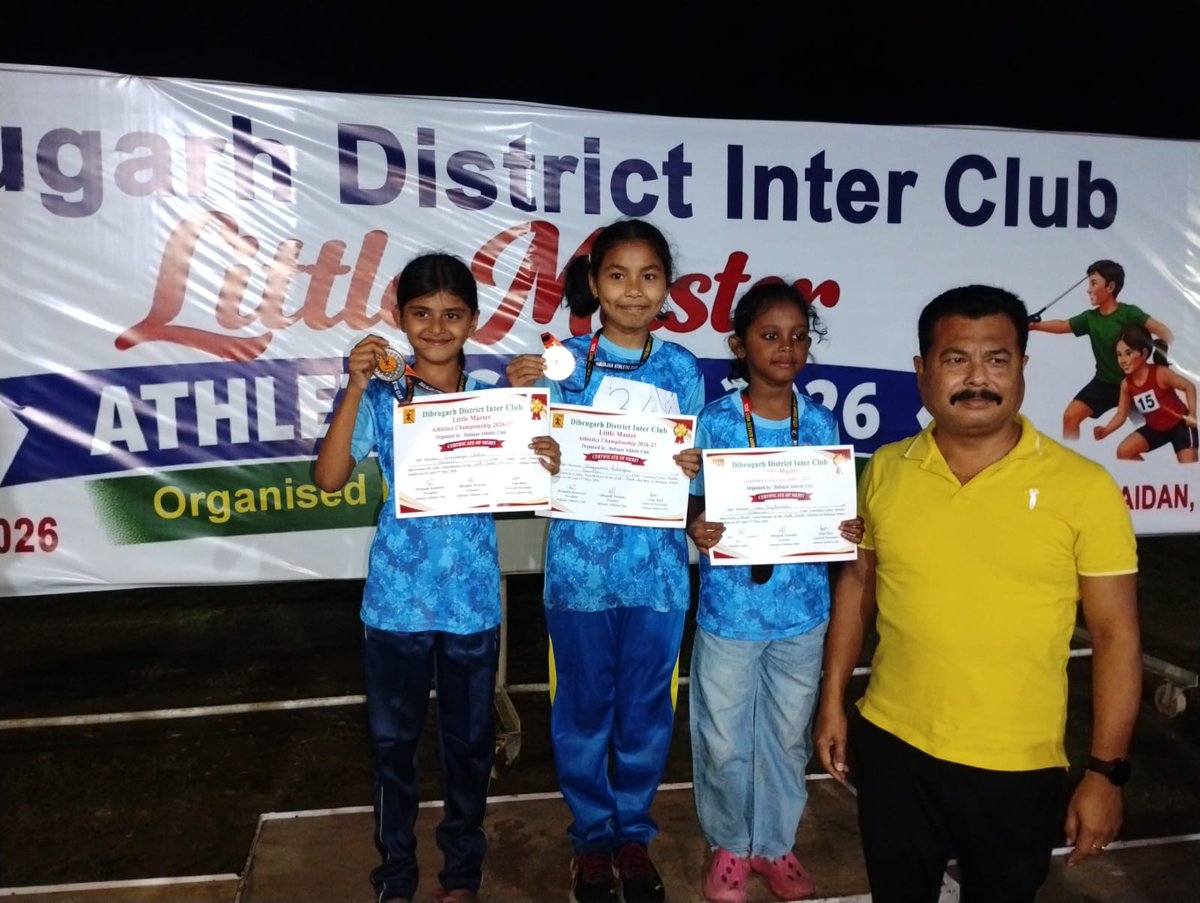 CSPESDU17092009's tweet photo. Athletes of Flourish Sports Academy, an initiative of the CSPES, Dibrugarh University, brought glory by winning 7 gold, 2 silver, and 1 bronze medal in the Dibrugarh District Inter Club Little Master Athletics Championship held on 17 May 2026 at Duliajan. https://t.co/jmZ75sH9a5