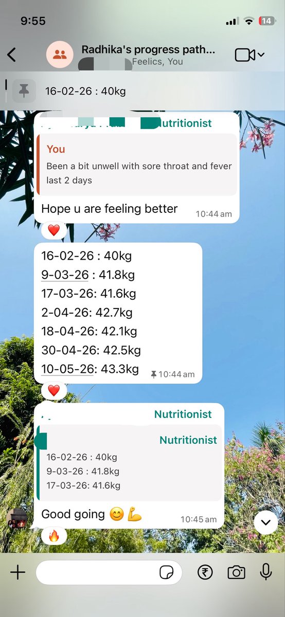 theproductwoman's tweet photo. from being underweight my entire life
to finally building a consistent relationship with nutrition x exercise.

and for the first time ever -
healthy weight gain.
toned muscle.
“never-before” numbers on the scale.

genuinely one of the biggest Ws i’ve had in a while!

(Feb - May 2026)