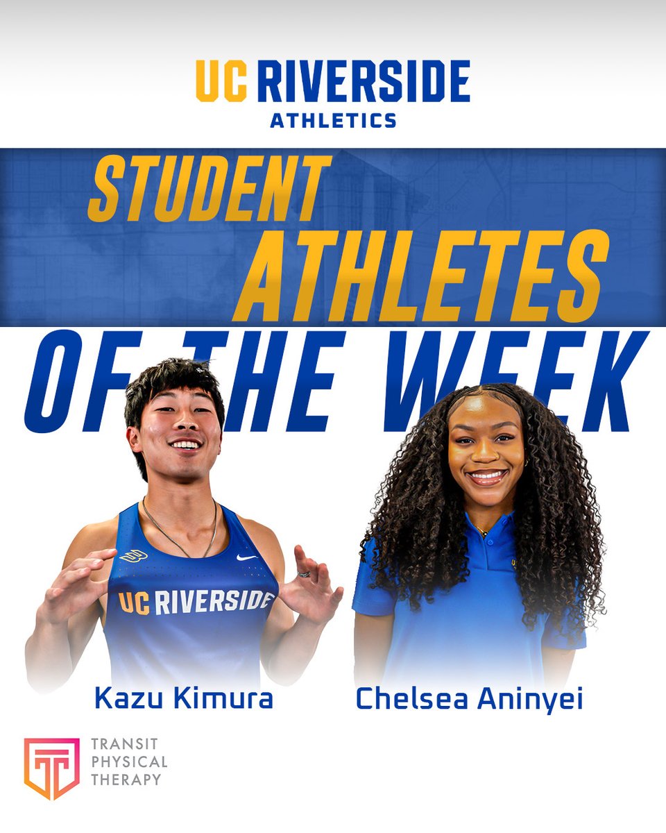 ucrxctf's tweet photo. Your UCR Athletics Student-Athletes of the Week, presented by Transit Physical Therapy. 

Our Big West champions 🥇

#GoHighlanders https://t.co/tjx7vBQrpR