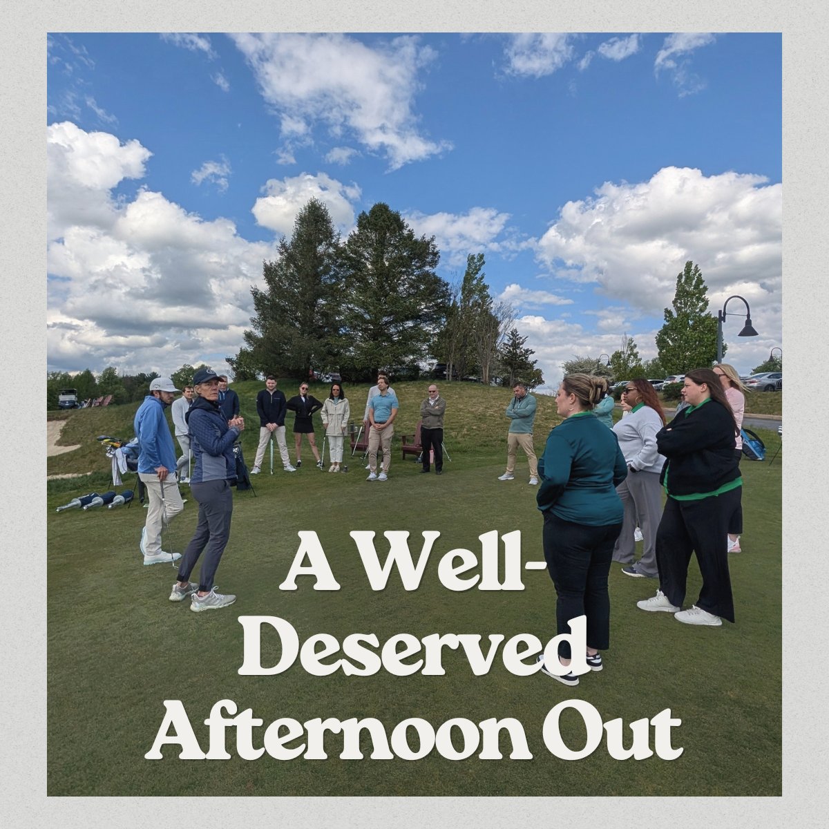 RiversEdge_LLC's tweet photo. After a great tax season, the RiversEdge team hit Fieldstone for chipping and putting. Sunshine, laughs, and new skills. Great team, great season! #RiversEdge #TaxSeason https://t.co/DDpFAgbsl0