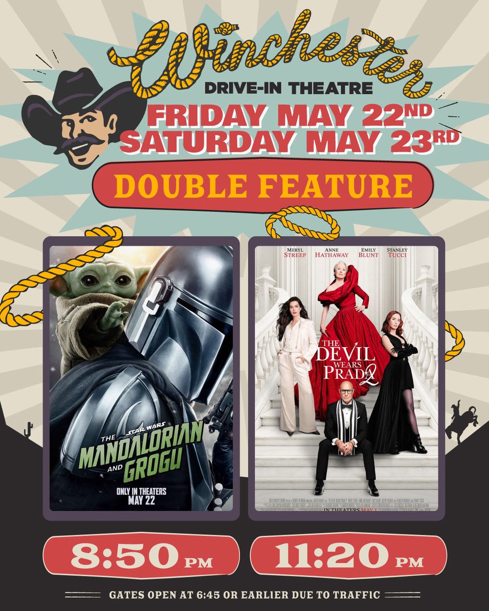 WinchesterDrive's tweet photo. See you at the drive in! 🤠 https://t.co/FN3L9vXBZM