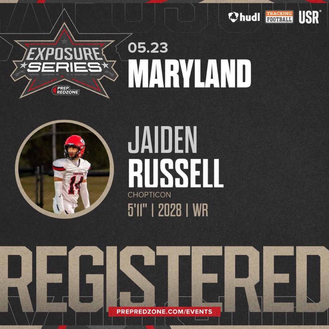 russelljaiden19's tweet photo. I will be attending the Prep Redzone Exposure Series Showcase this weekend @ Annapolis High School competing with some of the top talent around. Every rep is another opportunity to get better, work harder, and show what separates you. Time to compete! ๐ช๐ฝ๐ #PrepRedzone #ExposureSeries #WR #Football #GrindMode @PrepRedzoneMD @ChopticonFB @CoachBrock_504 @FTRreport @tdhald @SMAC_Football