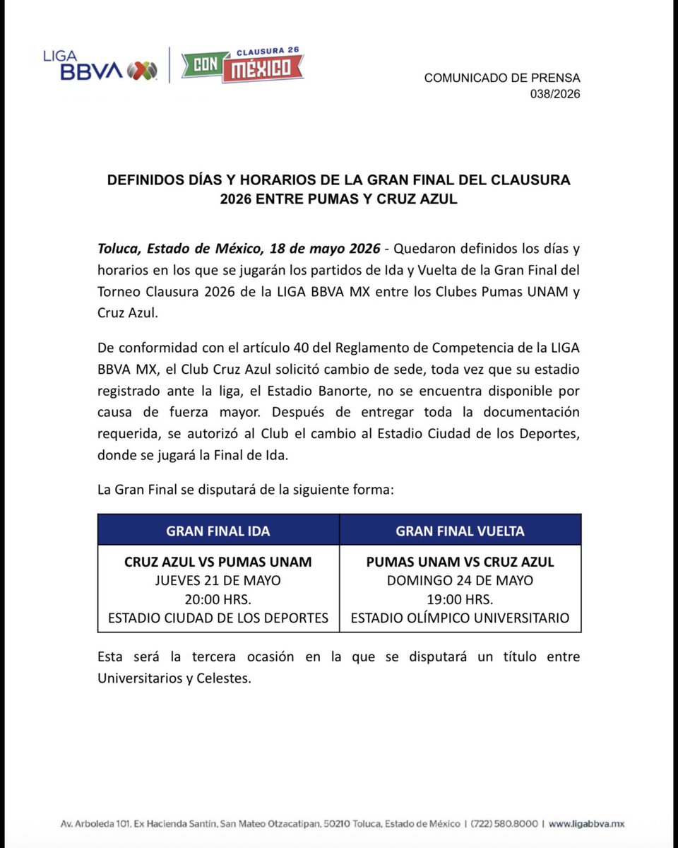 RafaeIRamosV's tweet photo. Así que jugará la final.
Horarios y estadios.
Nada sorprendente. https://t.co/fkKcaaUCYy