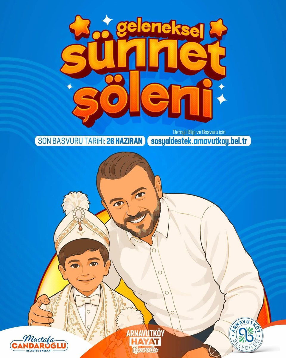 AliiKoca's tweet photo. Geleneksel Sünnet Şöleni başvuruları başladı ✨

Çocuklarımızın bu özel gününü, geleneklerimize yakışır şekilde coşku içerisinde hep birlikte gerçekleştiriyoruz. 🎉

📅 Son Başvuru Tarihi: 26 Haziran
🔗 Başvuru ve detaylı bilgi: https://t.co/g1W3kR9WrZ

#MustafaCandaroğlu https://t.co/H8Hey0kPAs