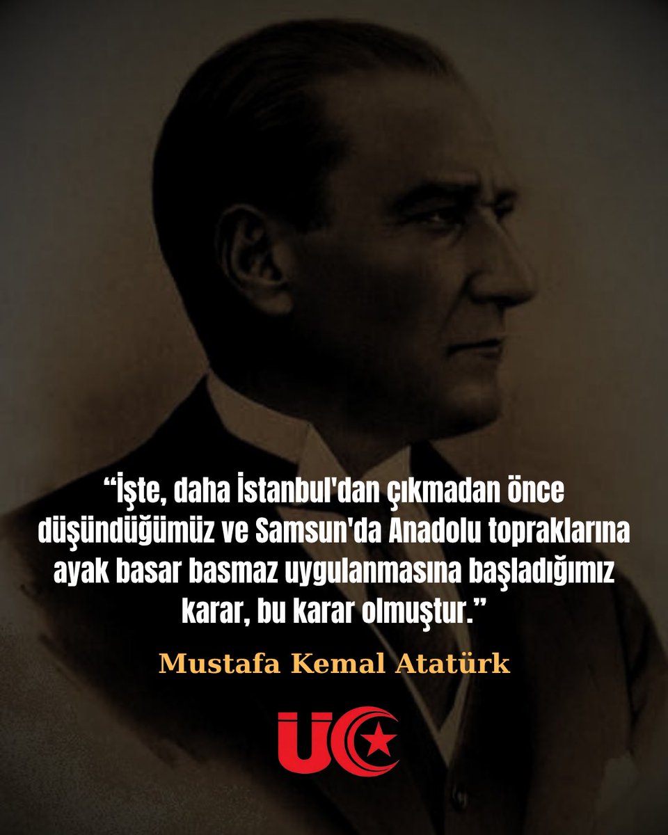 resmiuc's tweet photo. 19 Mayıs 1919, emperyalizme karşı umudun yeniden ayağa kalktığı gündür.

Mustafa Kemal Atatürk’ün Samsun’a çıkışıyla başlayan mücadele; işgale, teslimiyete ve umutsuzluğa karşı milletin kendi kaderine sahip çıkışıdır. O gün yakılan bağımsızlık ateşi, bugün hâlâ gençliğin omuzlarında taşınmaktadır.

Başta Mustafa Kemal Atatürk olmak üzere tüm kurtuluş kahramanlarını saygı ve minnetle anıyoruz.

19 Mayıs Atatürk’ü Anma, Gençlik ve Spor Bayramımız kutlu olsun. 🇹🇷