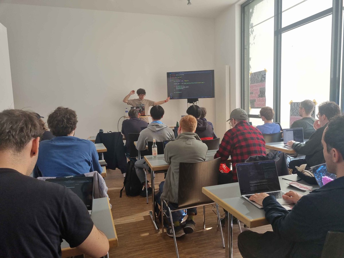 karl_zylinski's tweet photo. A MAZE Berlin was great.

It's an art house video game festival. It's more design and art heavy than programming. But they managed to squeeze in my Odin workshop despite that! Thanks :)

I like the art focus, as I find game design harder than programming. Got lots of inspiration! https://t.co/n2bsttIjv3