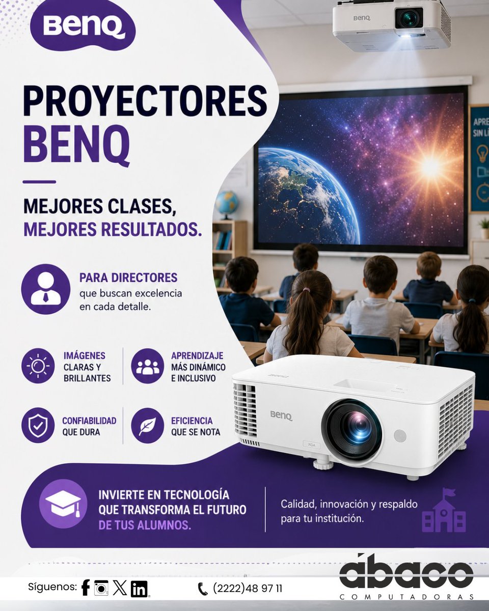 abacoPuebla's tweet photo. Haz que cada clase cobre vida con la calidad visual de los proyectores BenQ 📚✨
Ideales para escuelas y aulas que buscan presentaciones más claras, dinámicas y fáciles de compartir con todos los estudiantes 🎥💻
📍 Reforma 3104 Col. Amor 
📞 222-248-97-11
#BenQ https://t.co/EGuORJvbZc