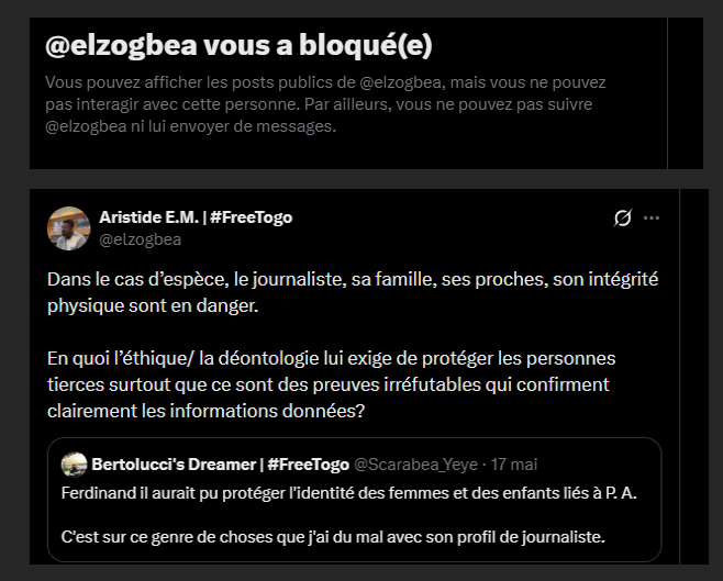 Legende228's tweet photo. Vous êtes mal placé pour conscientiser les autres avec un tel raisonnement. Bloquer ceux qui vous contredisent démontre surtout un manque de recul L’éthique demande du professionnalisme, pas des réactions émotionnelles ni des règlements de comptes personnels déguisés publiquement https://t.co/L4qrlfBJ2H