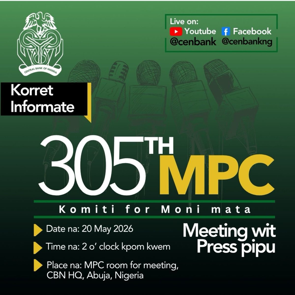 cenbank's tweet photo. Korret Informate

Komiti for Moni mata meeting wit Press Pipu

#CBN https://t.co/mZZPerIb24
