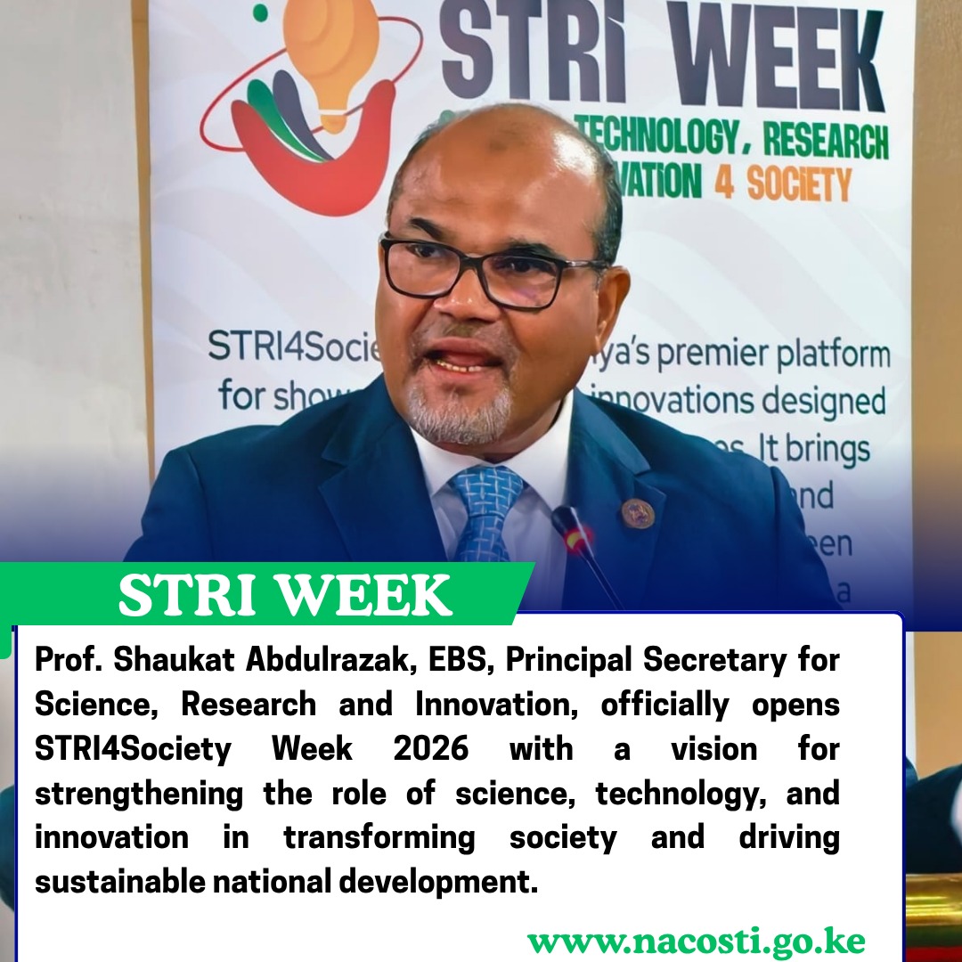 nacosti's tweet photo. STRI Week  themed: "Igniting Innovation, Bridging Science and Society for Sustainable Development" is on.
PS, Prof Shaukat Abdulrazak  reaffirmed Kenya’s commitment to advance science, research&amp;innovation as drivers of national development
#STRI4Society
#ScienceForDevelopment https://t.co/jQXv9zYmK7