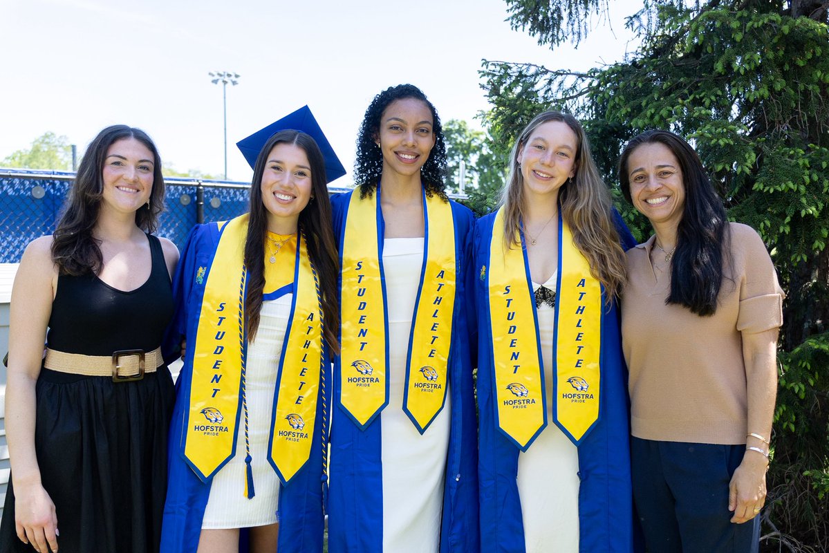 HofstraVB's tweet photo. From every practice to big wins and unforgettable moments together, this group helped shape Hofstra Volleyball. Congratulations to our graduates and thank you for everything you gave to the program!

 💙💛🎓 

#PrideOfLI https://t.co/x8vqtlXVz8