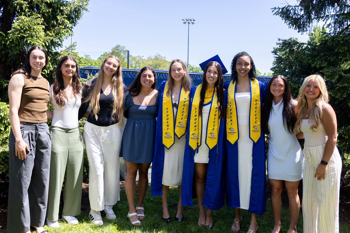 HofstraVB's tweet photo. From every practice to big wins and unforgettable moments together, this group helped shape Hofstra Volleyball. Congratulations to our graduates and thank you for everything you gave to the program!

 💙💛🎓 

#PrideOfLI https://t.co/x8vqtlXVz8