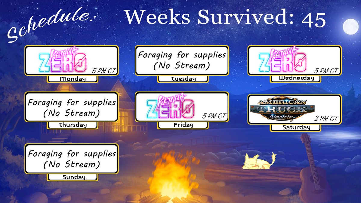 MakeshiftVT's tweet photo. Week 45 and we have dropped Stellar Blade for Katana Zero instead. Then we are rounding out the week with American Truck Sim on Saturday. Lets have a good week, gamers. 
#IndieVtuber https://t.co/ezEuiepPjj