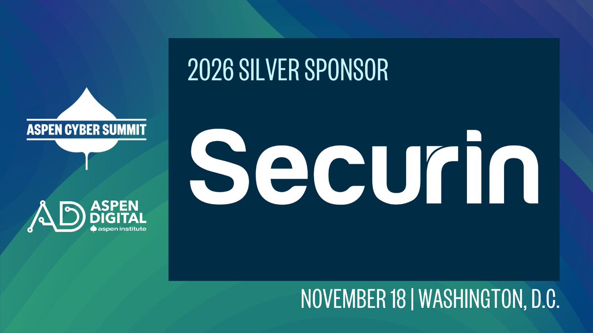 securin_inc's tweet photo. The biggest cyber challenges of our time deserve the biggest minds in the room. See you there. 👊
We’re proud to sponsor the 2026 @AspenDigital Aspen Cyber Summit in DC on Nov 18: https://t.co/C65pcGN2KS
#AspenCyber #CyberPolicy #GlobalCybersecurity https://t.co/kXc4Sg3PBY