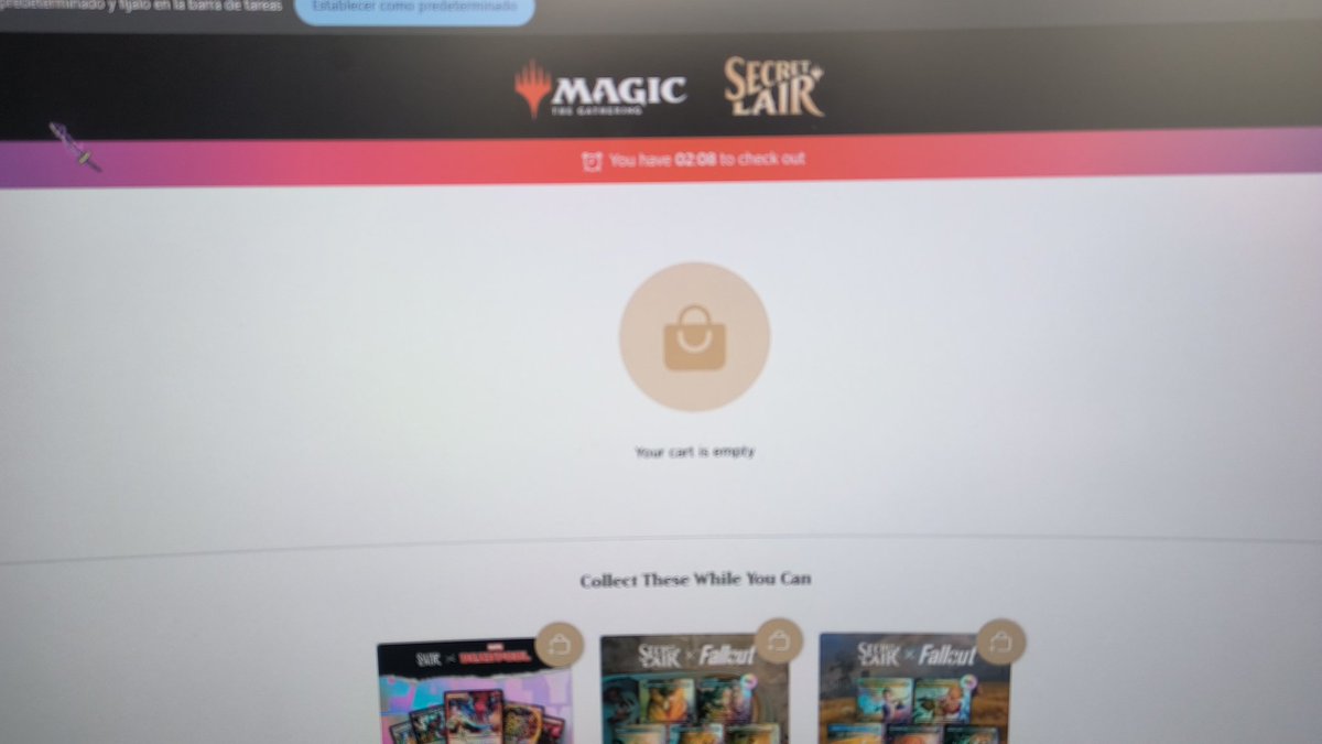 AlainSarcasmo11's tweet photo. No me puedes estar cobrando un producto y de la nada decirme que mi carrito está vacío @wizards_magicES @wizards_magic @MTGSecretLair https://t.co/xRusUcpDRr