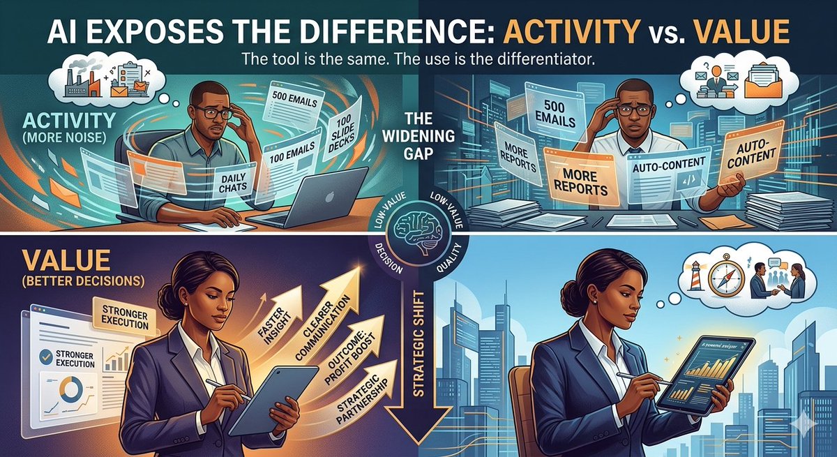 IndustInsights's tweet photo. AI Is a Performance Shift

AI is not just a technology shift.

It is a performance shift.

It will challenge professionals to rethink how they spend time, where they add value, and what kind of work truly matters. https://t.co/aVuaeH0YVs