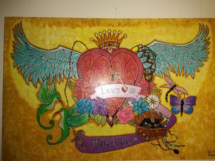 Jen200789's tweet photo. Art of the Day! "Love equals hope and joy". Buy at: https://t.co/GdvsnhE0Jh https://t.co/CCrNLxrFOk