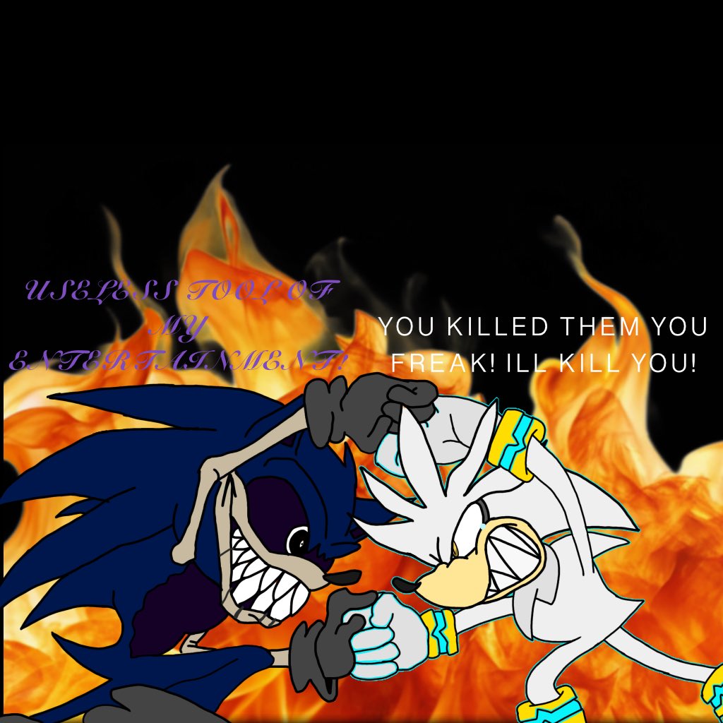 Blueygamester19's tweet photo. @Malevolentia The Xenophanes is called X-phase the sonic is his faker form.the sonic fighting silver is Night Dream with his victim Steven. The badnik is called H.A.V.O.C. https://t.co/k5VyAZBKg5