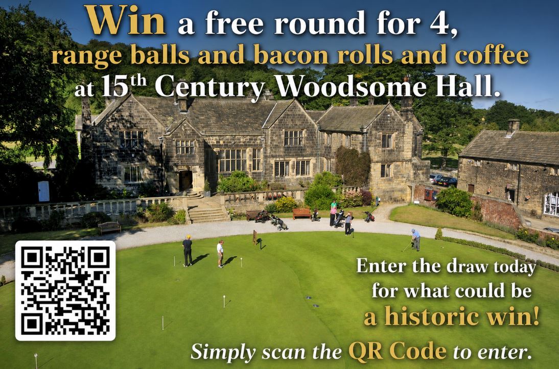 woodsomegolf's tweet photo. Our monthly draw to win a 4 Ball with bacon rolls and coffee is back!

Just scan the QR code to enter and you and three friends could be playing Woodsome for free this summer.

#yorkshiregolf #huddersfield #huddersfieldgolf #pga #lpga https://t.co/67krjHwQPL