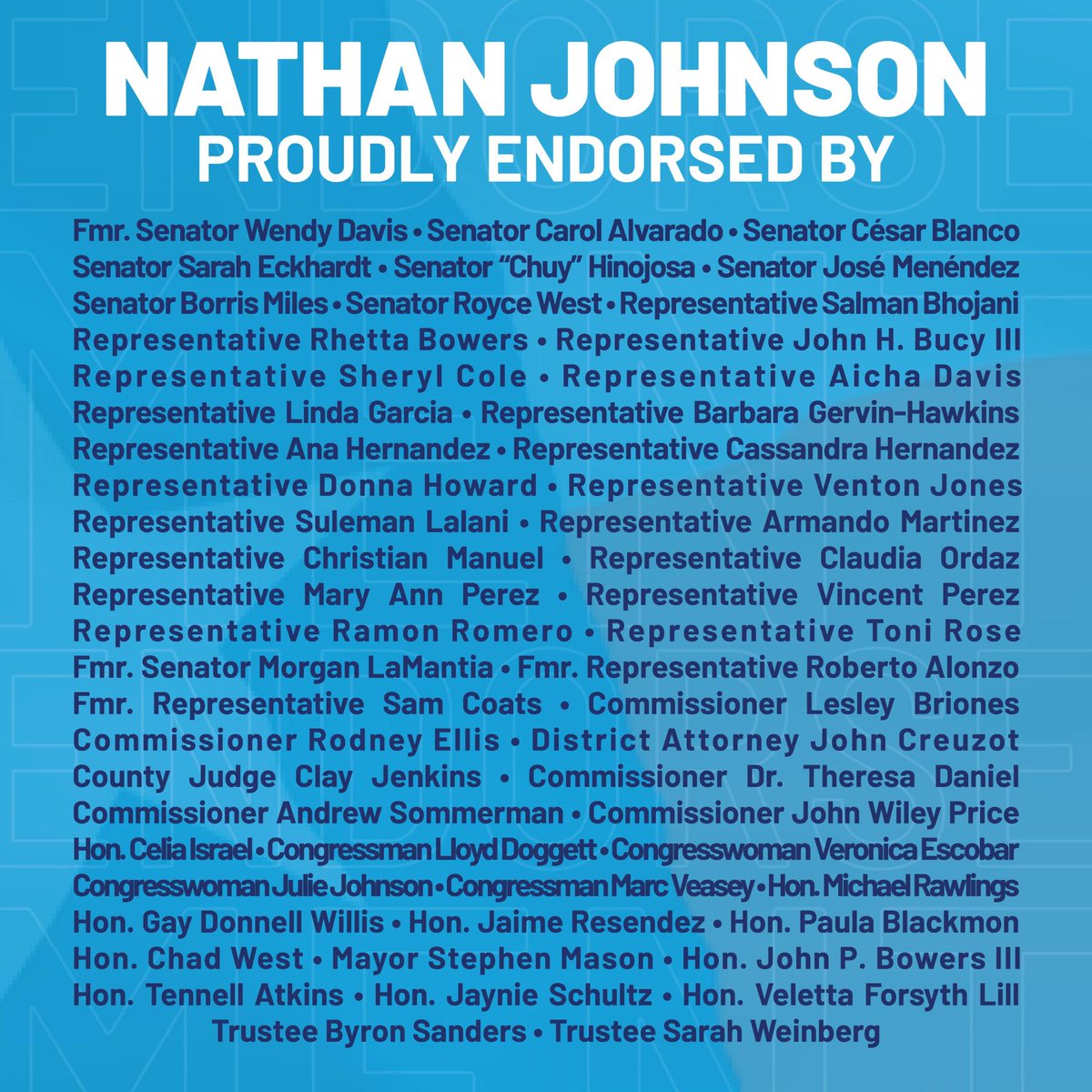 NathanForTexas's tweet photo. We have the wind at our backs to bring powerfully good leadership the AG's office!

Thank you to the leaders and organizations across Texas who have given their support and wisdom to this campaign.

Early voting for the runoff started today. Now let’s go vote — and bring a friend!