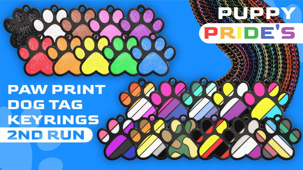 PuppyPride's tweet photo. New Kickstarter launches in approx 24 hours!

Get the rainbow colours in glitter &amp;loads of new flag designs we want to make

We're even offering FREE engraving, only with the Kickstarter

Follow now to know when it goes live, and get early bird discounts

https://t.co/iJ3SW1UEcz https://t.co/1Yq25A7YJk