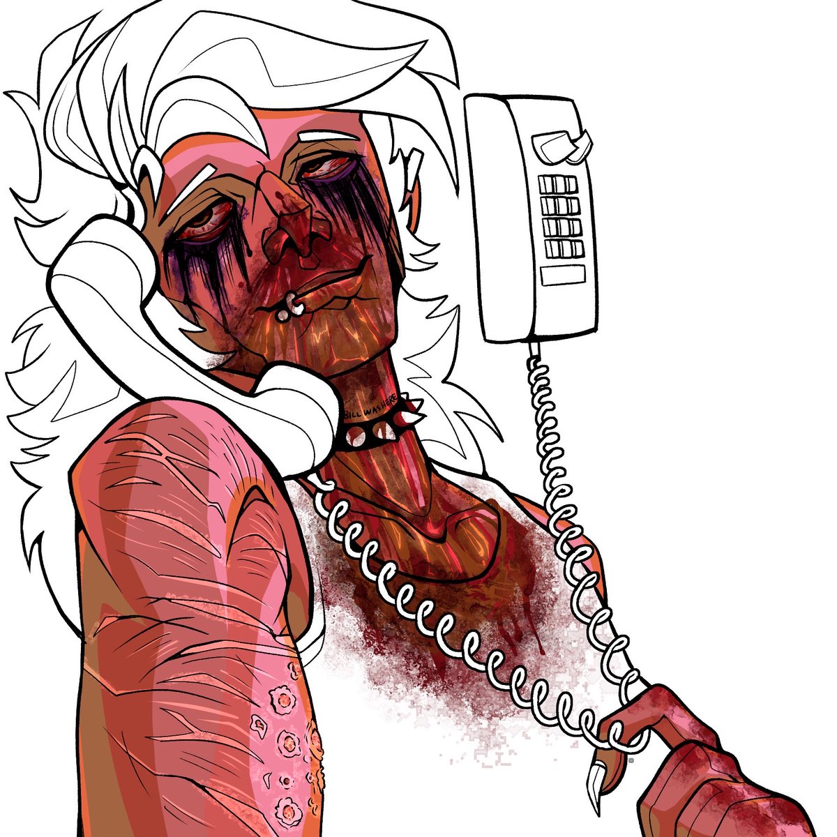 MickOnTheSide's tweet photo. TW: Blood, SH, vomit, and stuff 
More of my Rockstar Stanley AU!
(Drawn January 6th, 2025) https://t.co/K0QdSrkQut