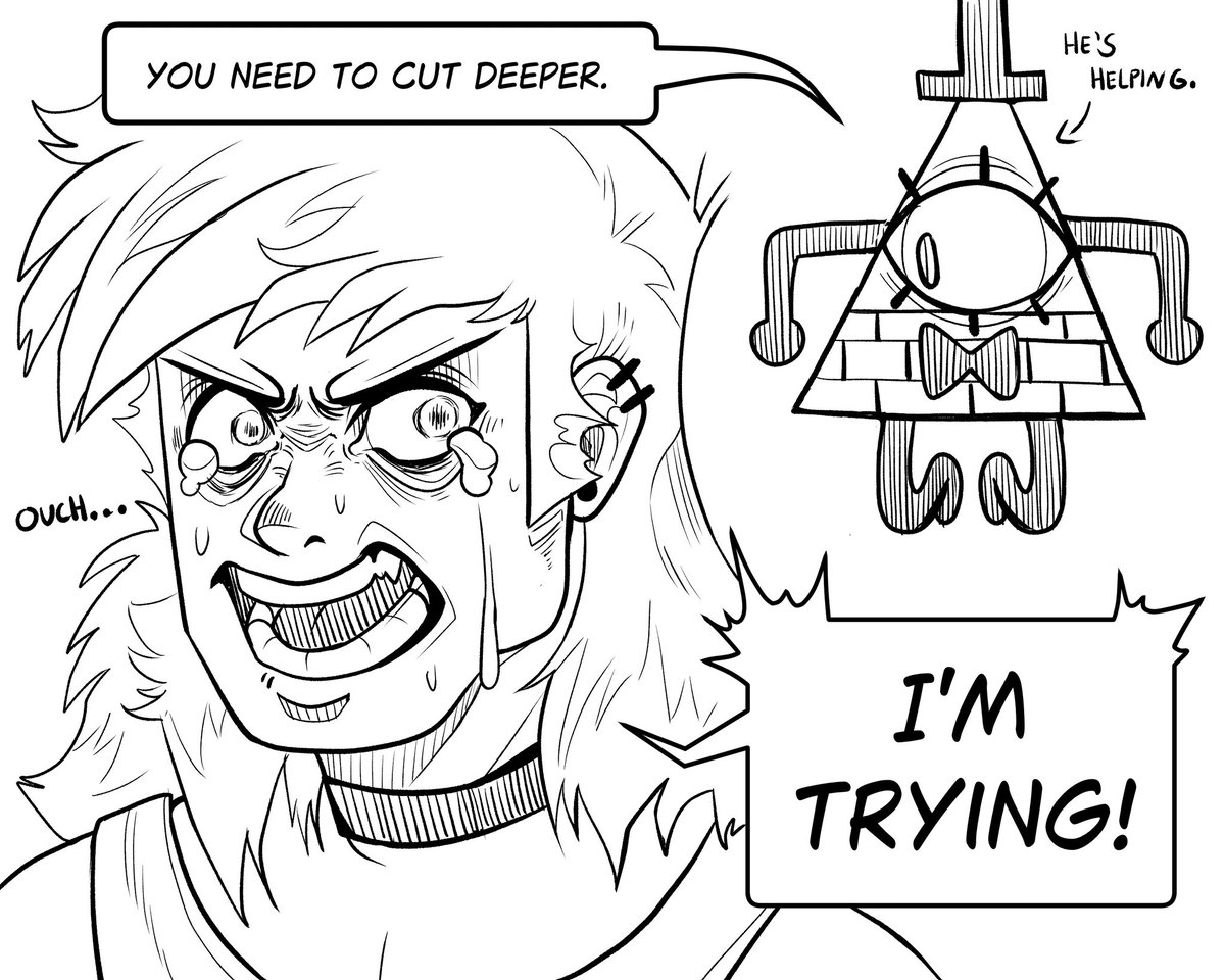 MickOnTheSide's tweet photo. TW: SH
Btw, this is from my Rockstar Stanley AU! 
(Drawn December 23rd, 2024) https://t.co/5tCy5ad9Uh